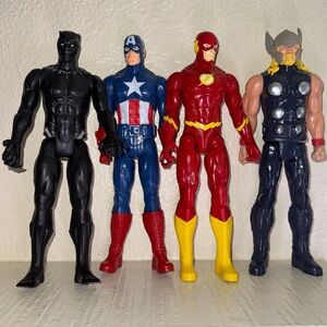 Marvel Titan Hero Series Action Figure 4 Lot Black Panther Captain Flash & Thor